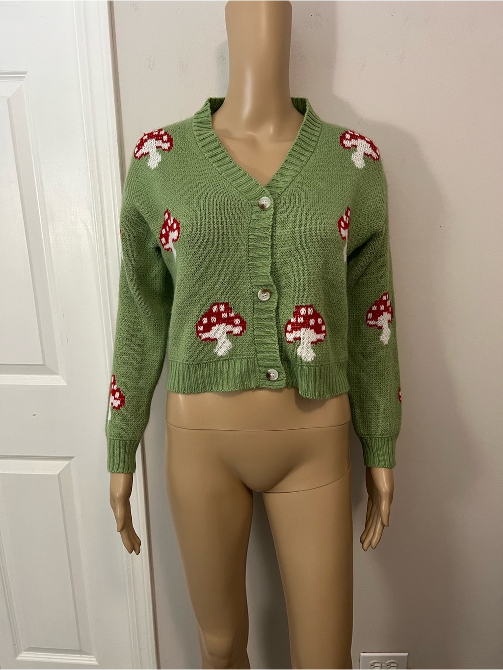 SHEIN kids EZwear Mushroom Pattern Cardigan,11-12Y